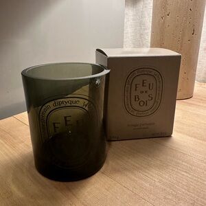 Diptyque Feu de Bois Medium Candle Jar with Box - EMPTY Dark Gray Wood Fire